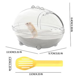 PLUSHCEWT Hamster Bathroom,Hamster Sand Bath,Hamster Bathtub,Transparent Hamster Bathroom with Scoop Set,Hamster Bathing Bowl for Small Animal Hamster Gerbil (Medium)