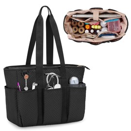 Fasrom Nurse Tote Bag for Work Nurses, Clinical Bag for Nursing Students and Home Health Care Staff, Black (Empty Bag Only)