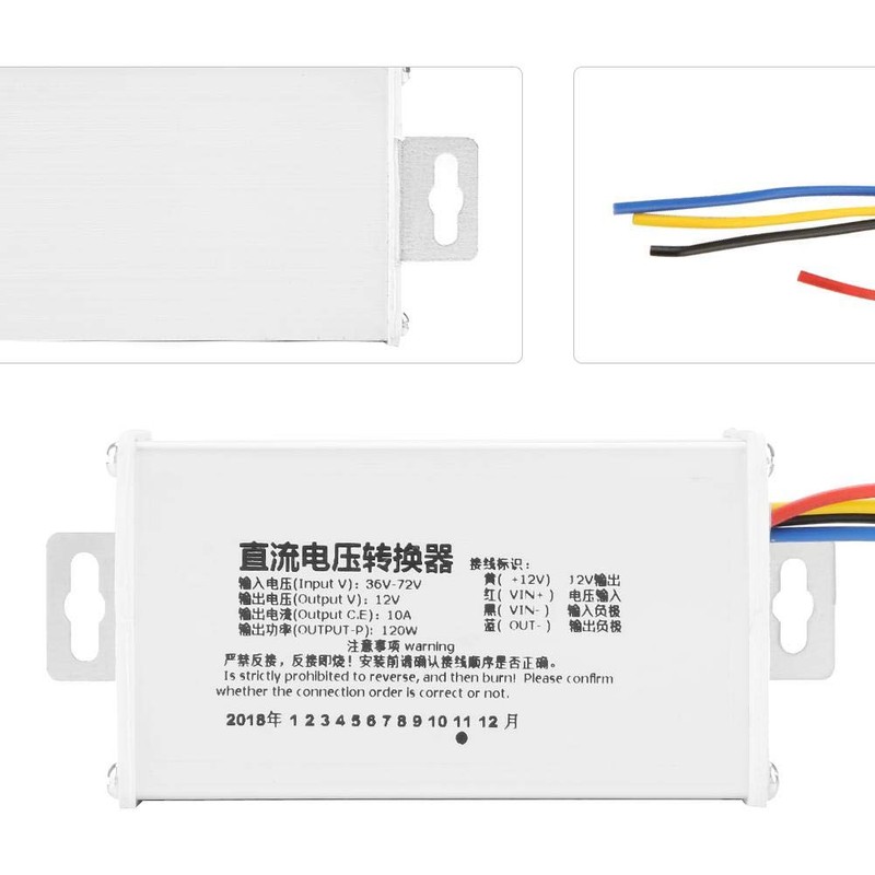 Samfox DC Converter, 36v-72v to 12V 10A 120W DC Converter
