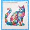 Fabric Panel 8"x8" Floral Cat 100% Cotton Quilting Sewing Block