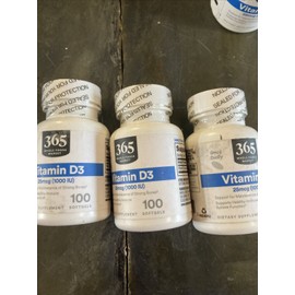 365 WHOLE FOODS MARKET VITAMIN D3 25mcg (1000 IU) 300 SoftGels