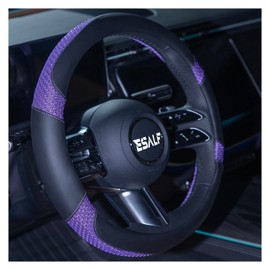 ESALFAUTO Custom-Fit for Ford Steering Wheel Cover, Microfiber Leather Car Steering Wheel Cover Protector, Non-Slip, Durable for Mustang Fusion Escape Accessories Interior (B-Style,for Ford)