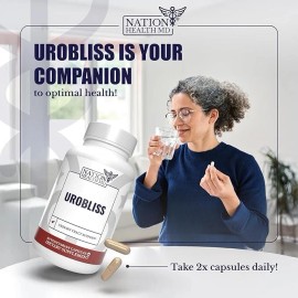 nation health md UroBliss Formula for Urinary Tract Support,D Mannose 1000mg Capsules, Cranberry