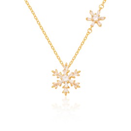 S925 Sterling Silver Gold-Plated Rotating Snowflake Necklace for Women – Dainty Zircon Crystal Pendant, Everyday Chic Jewellery Gift