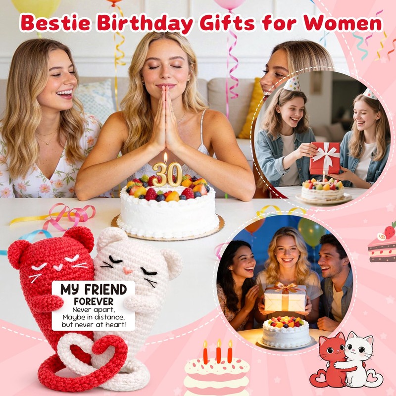 Buouforau for Women,Crochet Hug Cat Gifts Bestie BFF Coworker