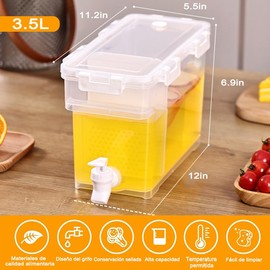 Dispensador de Bebidas, Vitrolero de Plastico, Dispensador de Agua para Refrigerador, Jarra de Agua Con Grifo y Tapa, Contenedor de Agua de Plástico para Zumos de Frutas y Bebidas Frías(3.5L Blanco)