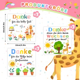 YUNYAKARSA 9 x stickers for the flower pot, thank you for helping me grow, farewell gift teacher, thank you for nursery, teacher gift, farewell gift kindergarten