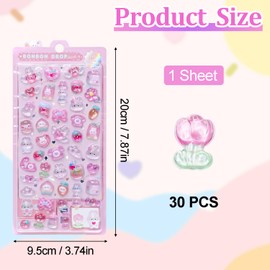 3D Cute Stickers, 50PCS Pink Puffy Stickers Party Bag Filler for Party Rewarding Gifts, Kawaii Sticker for Scrapbooks Planners Journals Laptops, Adorable Cartoon Mini Sticker for Kid Adult