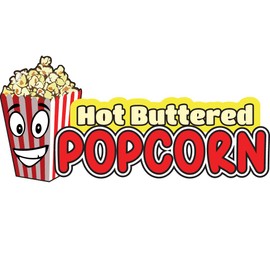HOT Buttered Popcorn 16" Concession Decal Sign cart Trailer Stand Sticker Equipment