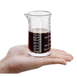 Ackers Shot Glass Etching Scale Measuring Cup 4 Ounce/120ML(1/2 Cup) Liquid Heavy High Espresso Glass Cup,V-Shaped Spout