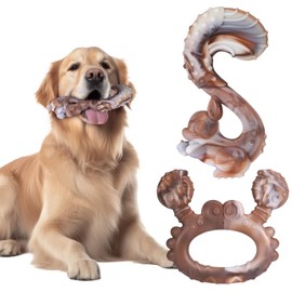 GSrenyu 2Pcs Indestructible Dog Toys,Aggressive Chew Toys For Dogs,Long Lasting Beef Flavour Nylon Dog Hard Chew Toys for Medium To Large Dogs To Clean Teeth and Break Boredom(Crabs&Squirrel)