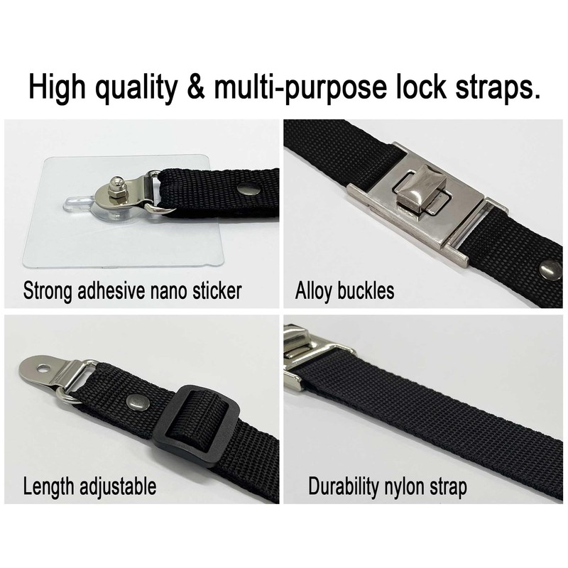 3 Pack Child Safety Strap Locks, Baby Proofing Multi Use