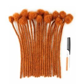 Cypsin 350# Ginger 8inch 30 Strands 100% Human Hair Dreadlock Extensions, 0.4cm Width Full Handmade Loc Extensions Human Hair for Men Women Kids, Permanent Dread Extensions Can Be Dyed Bleached Curled
