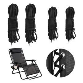 SAIIURV 4 Pieces Replacement Cord for Zero Gravity Chair Universal Replacement Elastic Cords Repair Tool Kit for Garden Chairs Outdoor Recliners Bungee Chairs Sun Loungers Black (4 pcs)