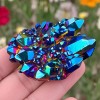 Rainbow Angel Aura Quartz Geode – Natural Titanium Crystal Cluster