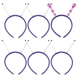 FASHEWELRY 5Pcs Plastic Headbands for Women Beadable Alien Headband Making Kit Purple Cute Head Bands Bulk for Making Your Own Unique Head Boppers DIY Hair Accessories Party Supplies