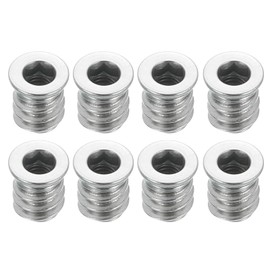 MECCANIXITY 8Pcs Threaded Inserts Nuts, M4x10mm Hex Socket Drive Nut Inserts for Wood - 304 Stainless Steel Screws Furniture Screw in Nuts Bolt Fastener Connector Wood