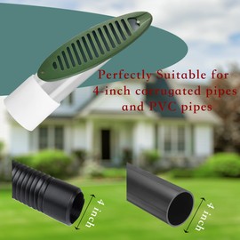 4 Inch Yard Drain kit，French Drain kit for 4 inch drainage pipe，﻿ Angled Yard Drainage Emitter,yard Drain Grate for Sump Pump Discharge,with sch40 dwv connetction (1pcs)
