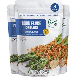 Pereg Gluten Free Cornflake Crumbs, 12 oz (3 Pack) | Crispy Breadcrumbs for Coating & Stuffing | Coat Shnitzel, Burgers, Vegetables | Kosher | Resealable Bag