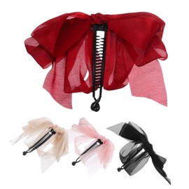 Minkissy Vintage Style Hair Accessories 4pcs Large Banana Clip Bow Hair Bows for Women Random Color