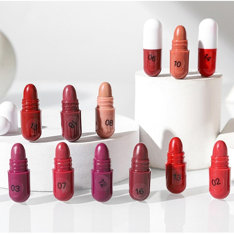 Mini Lápiz Labial - 18 Colores en Barra de Labios