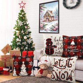 askkqtx Christmas Diamond Art Kits for Adults - Christmas Snowscape House Landscape Diamond Painting Kits Full Drill Crystal Rhinestone Gem Art Craft Kits for Home Wall Decor 12X16Inch