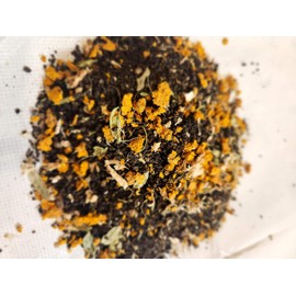 Organic Turmeric Tea 4 Oz (113gm) | Golden Chai | Blended with Turmeric, Cardamom, Ginger, Pepper, Ceylon Cinnamon, Nutmeg, Mace, Cloves, Tulsi, Star Anise, Mulethi, Root Pipali, Bay Leaf, Cassia Leaves | Spiced Indian Tea | Spiced Assam Tea | Loose Leaf