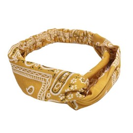 Fashion Thick Headbands for Women - Elastic Twisted Knot Stretchy Hair Bands | Soft Wide Non-Slip Head Wraps & Turban Style Hair Accessories for Women (Yellow-1, Adjustable)