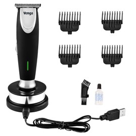 Venga! Beard Trimmer for Men Quick Charge USB Precision Trimming Vintage Wireless Black/Silver VG HC 3000