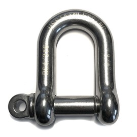 Stainless Steel 316 D Shackle 3/4" (19mm) Marine Grade Dee