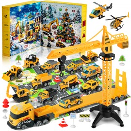 Advent Calendar 2024 for Kids Toys Engineering Vehicles Alloy Different Car Set Stocking Stuffer Plus a Play Mat for Boys and Girls