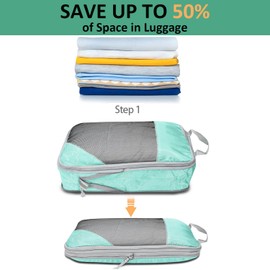 Packing Cubes, 9pcs Lanmalaterra Compression Packing Cubes for Travel Packing Cube Organisers Compression Bags Luggage Travel Accessories for Suitcases (SkyBlue 9pcs)