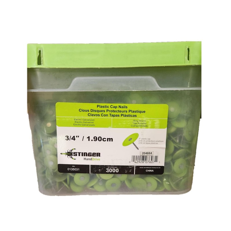 Stinger 3/4" Plastic Cap Nail (3,000 Ct.)