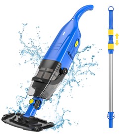 Handheld Pool Vacuum with 98" Telescopic Pole, Cordless Rechargeable Pool Vacuums Cleaner for Hot Tubs, Spas, Fast Deep Cleaning, Last Up to 60 + Mins, Ideal for Above Ground Pool/In-ground Pool