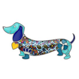 WEVENI Adorable Dachshund Dog Brooch Enamel Pins Scarf Suit Dress Accessories for Women Lady Girls Party Gift 26 mm x 50 mm Metal Enamel, Metal enamel, not known