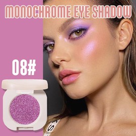 Single Purple Shimmer Sparkly Eyeshadow,Bright High Pigment Intense Monochrome Eye Shadow,Apply Makeup Easily,Glitter Pressed Powder Single Eyeshadow,24 Hour Eye Makeup Longwear Waterproof,Blendable