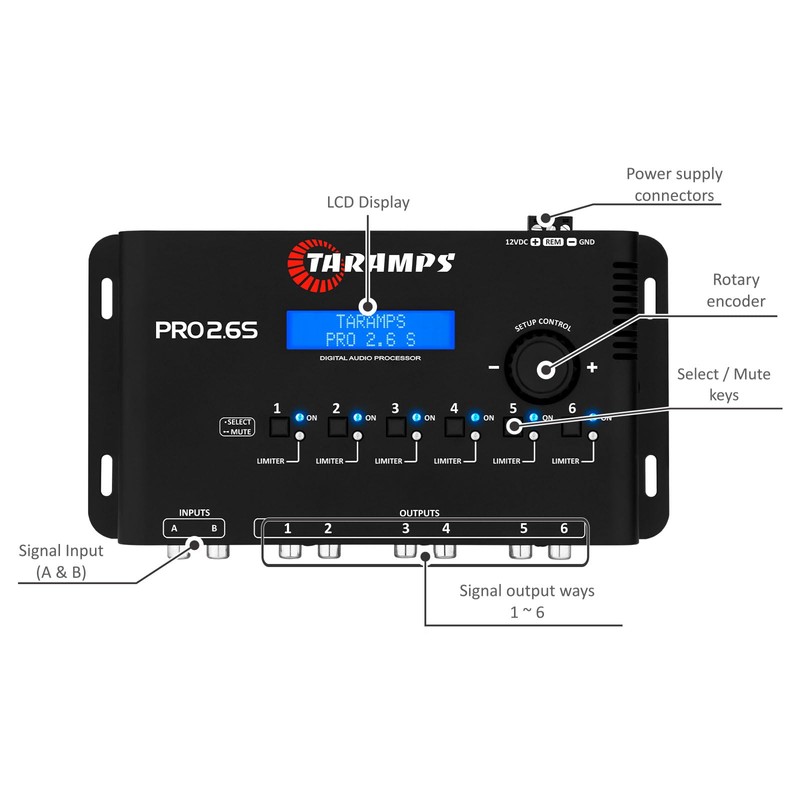 Taramp's Pro 2.6S Digital Signal Processor Equalizer 3-band Graphic Equalization