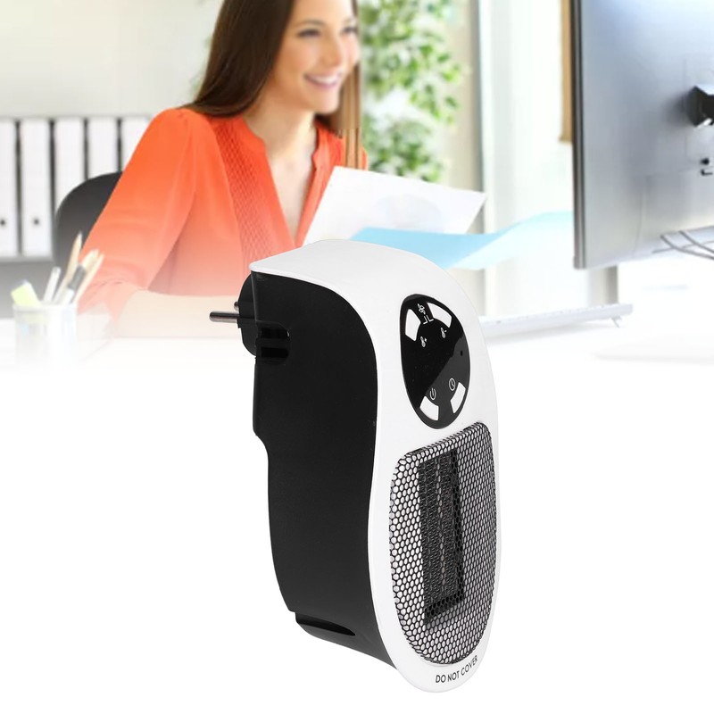 500W Black and White Mini Electric Heater Portable Wall Mounted