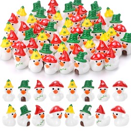 GGSTDDUP 60pcs Mushroom Resin Ducks, Tiny Mushroom Ducks Figurines