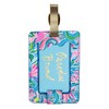 Lilly Pulitzer Leatherette Luggage Tag with Secure Strap, Colorful Suitcase