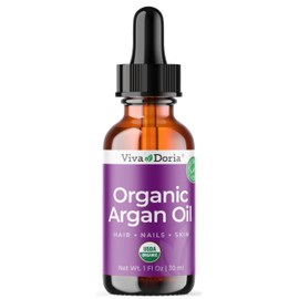 Viva Doria Organic Argan Oil, 1 Fl Oz, Pure Cold Pressed Natural Beauty Oil for Face, Hair, Body, Unscented