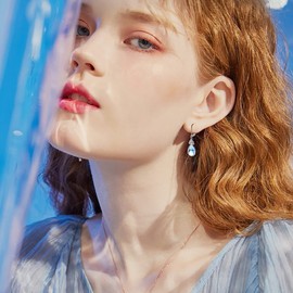 MILACOLATO 925 Silver Earrings for Women Girls Rainbow Moonstone Hanging Leverback Hoop Earrings Celtic Triangle Drop Moonstone Earrings Hypoallergenic Jewellery, Sterling Silver