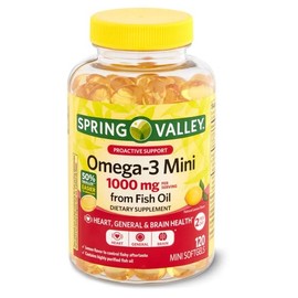 Generic - Omega 3 de Spring Valley, para la salud del corazón, general y del cerebro, 120 cápsulas blandas