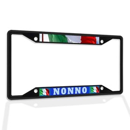 Fastasticdeals Metal Insert License Plate Frame Nonno Italian Grandfather Weatherproof Car Accessories Black 4 Holes Solid Insert