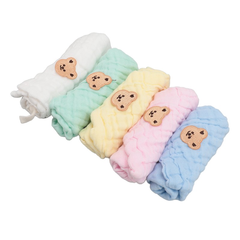 5PCS Cotton Kids Face Towels Good Absorbent Skin Friendly Reusable
