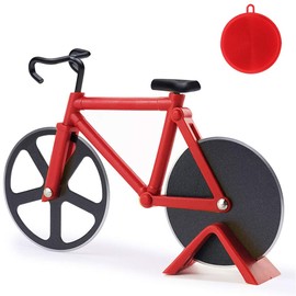 Bicycle Pizza Cutter 100% Food Grade Non-Stick Stainless Steel Double Pizza Cutter Professional Design