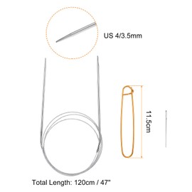 HARFINGTON Circular Knitting Needles 47" Stainless Steel US 4/3.5mm Knitting Needles 5.51" with Knitting Stitch Holder for Fast Knitting Tip to Tip Sweater Scarves Necklaces