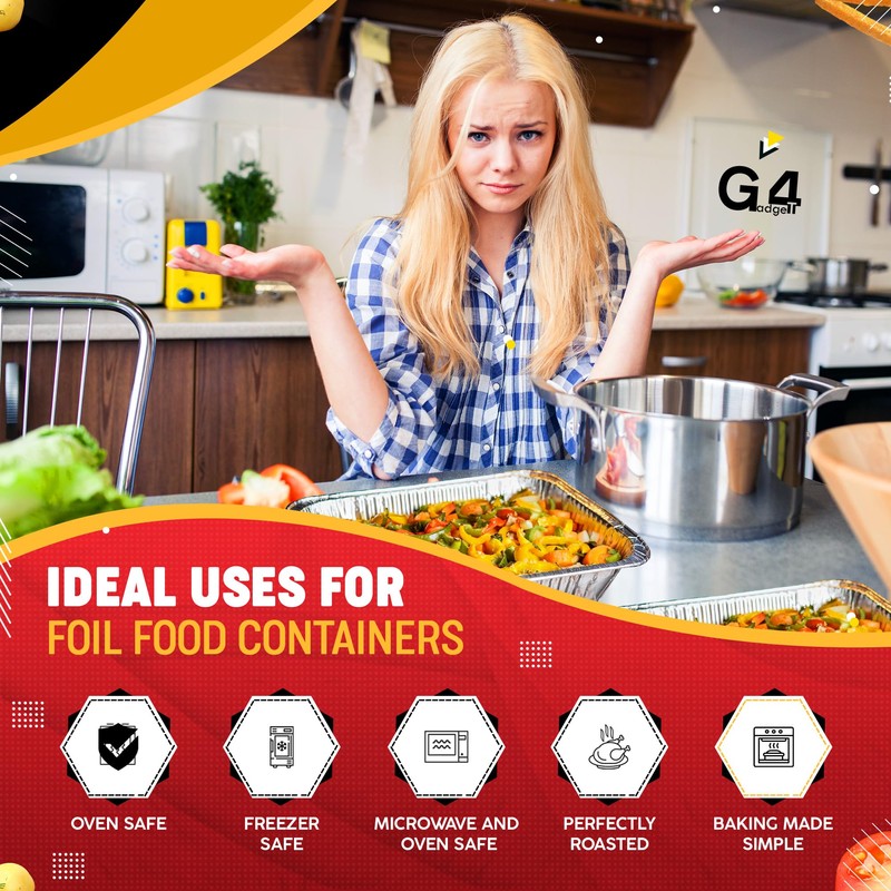 G4GADGET 15 Pack Aluminium Foil Trays (32x22x3 cm) - Disposable