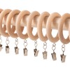 Wood Curtain Rings with Clips,Farmhouse Drapery Clips,Wooden Curtain Ring Hook