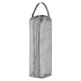 Lexziuo 1PCS Travel Size Toiletries Bag - Portable Waterproof Makeup Pouch, Small Mesh Cosmetic Organizer for Airplane, Gym, Beach, Camping & Vacation Essentials Storage (Gray)